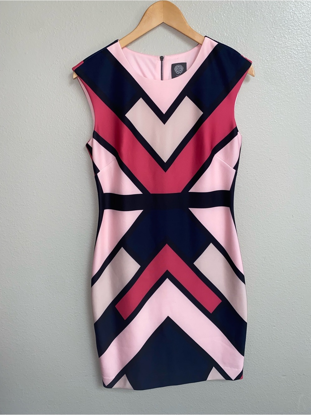 Vince Camuto Marina Blocks Geometric Colorblock Sheath Dress Black Pink Size 6